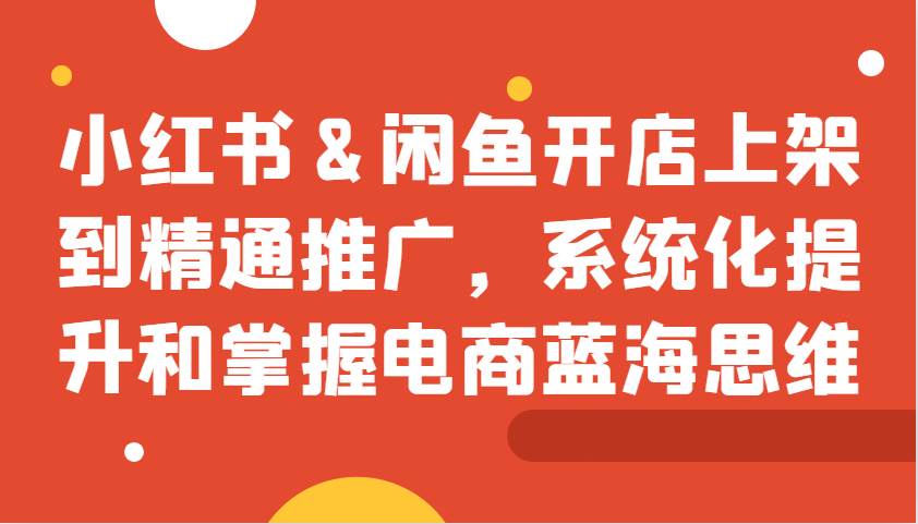 小红书&闲鱼开店上架到精通推广，系统化提升和掌握电商蓝海思维-赛德副业库