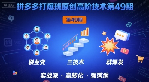 拼多多打爆班原创高阶技术第49期,拼多多裂变+阶梯+群爆-赛德副业库