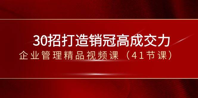 （8477期）30招-打造销冠高成交力-企业管理精品视频课（41节课）-赛德副业库