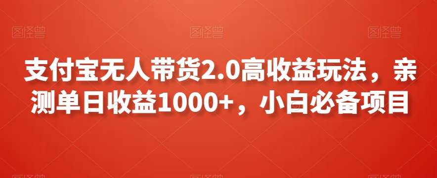 支付宝无人带货2.0高收益玩法，亲测单日收益1000+，小白必备项目【揭秘】-赛德副业库