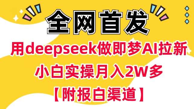 用deepseek做即梦Ai拉新 小白实操月入过W+【附报白渠道】-赛德副业库