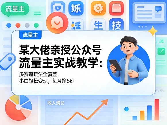 某大佬亲授公众号流量主实战教学：多赛道玩法全覆盖，小白轻松变现，每月多挣5k+-赛德副业库