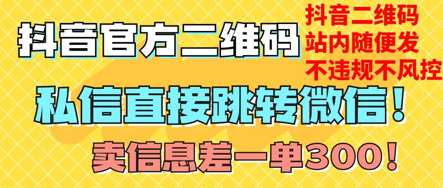 (7907期)价值3000的技术!抖音二维码直跳微信!站内无限发不违规!-赛德副业库