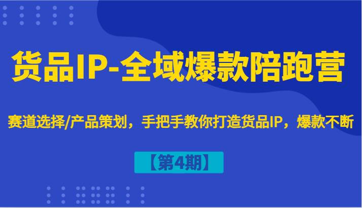 货品IP-全域爆款陪跑营【第4期】赛道选择/产品策划，手把手教你打造货品IP，爆款不断-赛德副业库