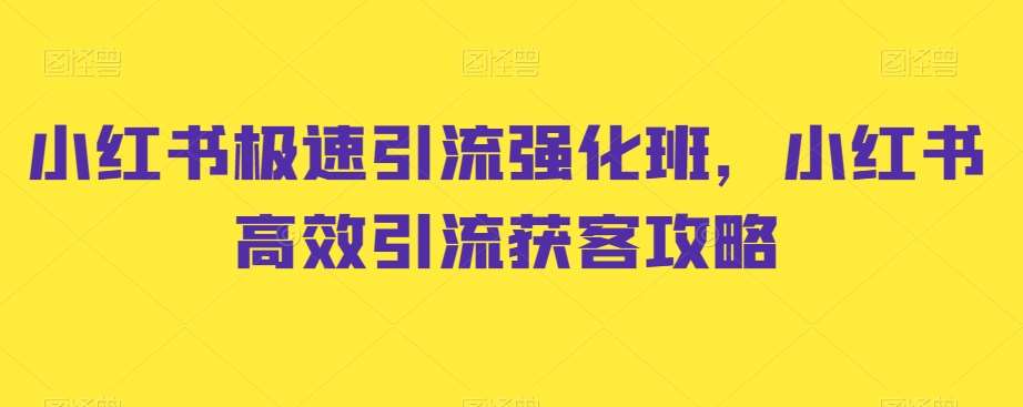 小红书极速引流强化班,小红书高效引流获客攻略-赛德副业库
