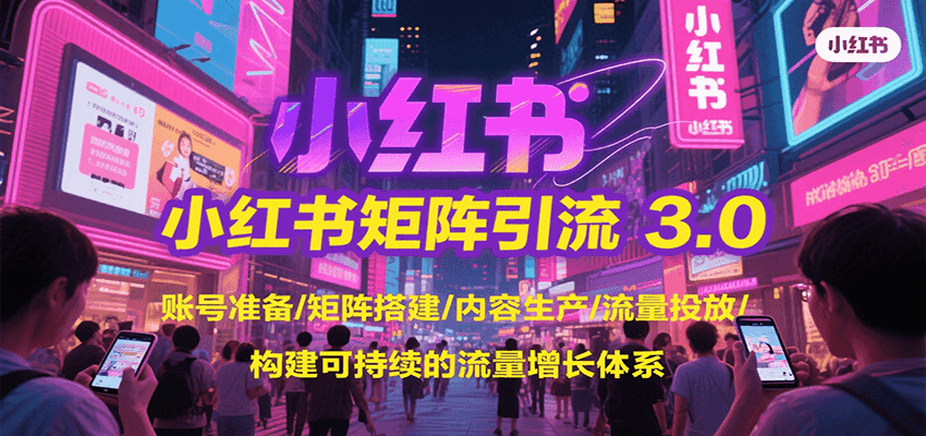 小红书矩阵引流3.0，账号准备/矩阵搭建/内容生产/流量投放/构建可持续的流量增长体系-赛德副业库
