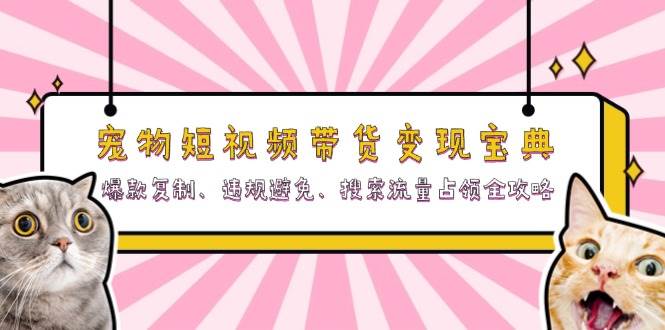（13227期）宠物短视频带货变现宝典：爆款复制、违规避免、搜索流量占领全攻略-赛德副业库