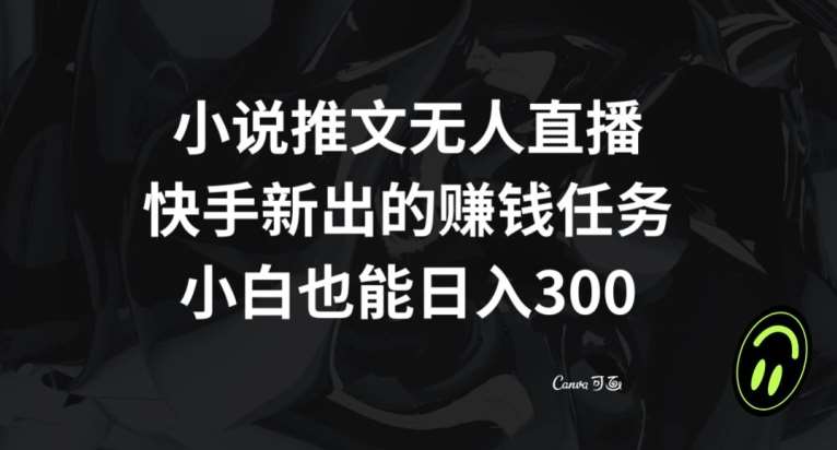 小说推文无人直播，快手新出的赚钱任务，小白也能日入300+【揭秘】-赛德副业库