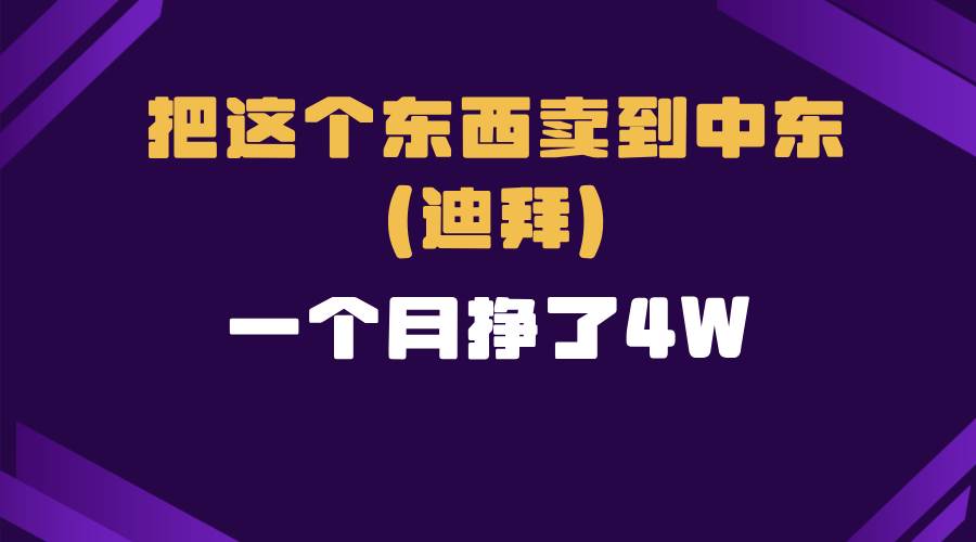 （13740期）跨境电商一个人在家把货卖到迪拜，暴力项目拆解-赛德副业库