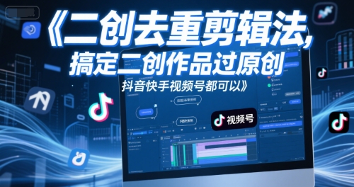 短视频二创去重剪辑法，搞定二创作品过原创，抖音快手视频号都可以-赛德副业库