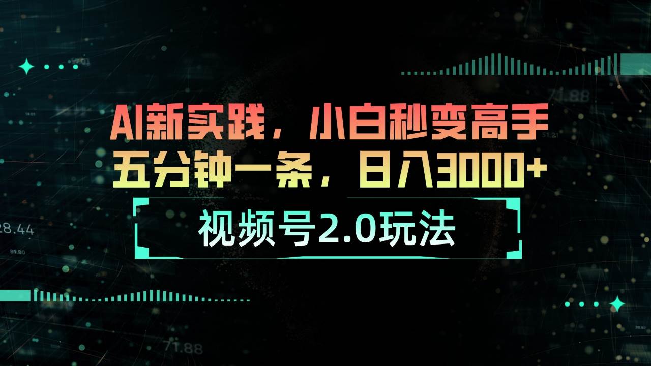 （10888期）视频号2.0玩法 AI新实践，小白秒变高手五分钟一条，日入3000+-赛德副业库