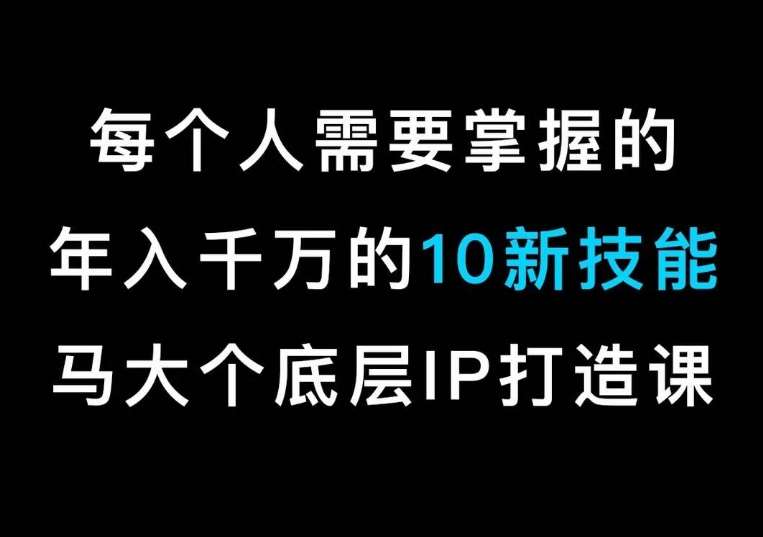 马大个的IP底层逻辑课,每个人需要掌握的年入千万的10新技能,约会底层IP打造方法!-赛德副业库