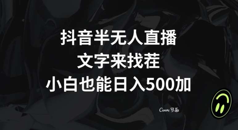 抖音半无人直播，文字来找茬小游戏，每天收益500+【揭秘】-赛德副业库
