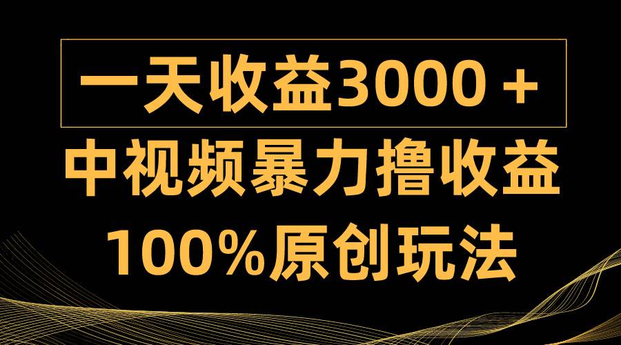 (9696期)中视频暴力撸收益,日入3000+,100%原创玩法,小白轻松上手多种变现方式-赛德副业库