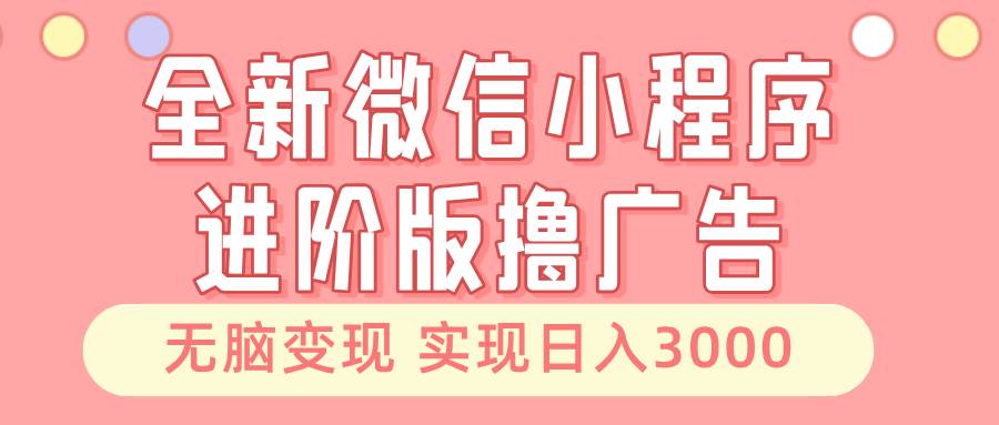 （13197期）全新微信小程序进阶版撸广告 无脑变现睡后也有收入 日入3000＋-赛德副业库
