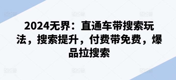 2024无界：直通车带搜索玩法，搜索提升，付费带免费，爆品拉搜索-赛德副业库