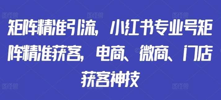 矩阵精准引流，小红书专业号矩阵精准获客，电商、微商、门店获客神技-赛德副业库