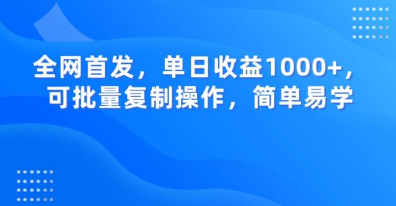 全网首发,单日收益1000+,可批量复制操作,简单易学【揭秘】-赛德副业库