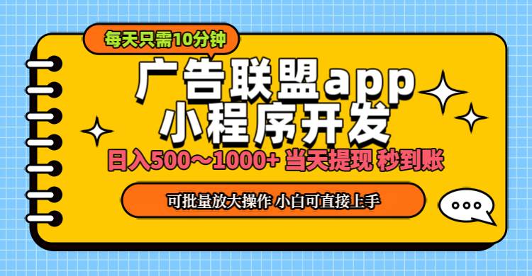 （11645期）小程序开发 广告赚钱 日入500~1000+ 小白轻松上手！-赛德副业库