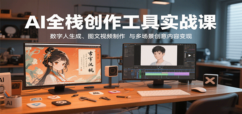 AI全栈创作工具实战课：数字人生成、图文视频制作与多场景创意内容变现-赛德副业库