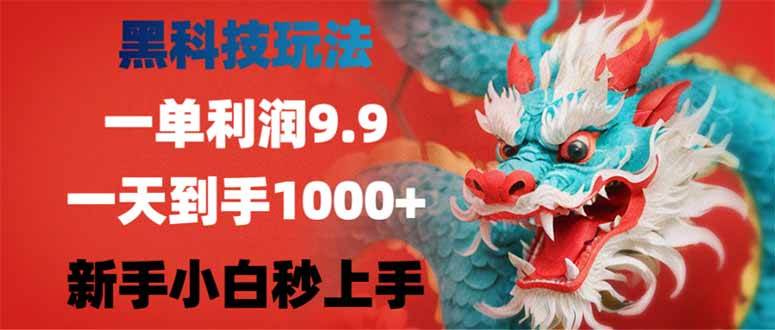 （14335期）黑科技玩法，一单利润9.9,一天到手1000+，新手小白秒上手-赛德副业库
