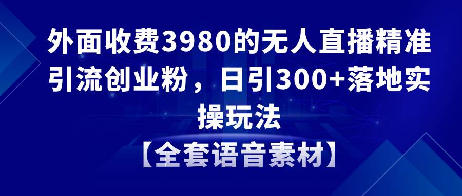 （8830期）无人直播精准引流创业粉，日引300+落地实操玩法【全套语音素材】-赛德副业库