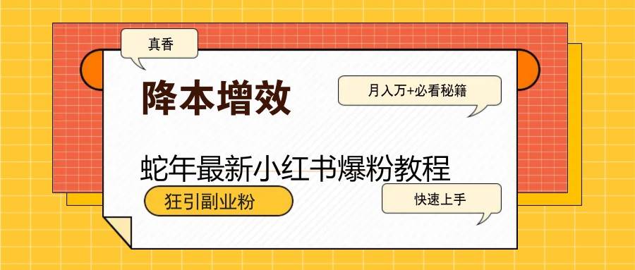 蛇年最新小红书爆粉教程，狂引副业粉，月入万+必看-赛德副业库