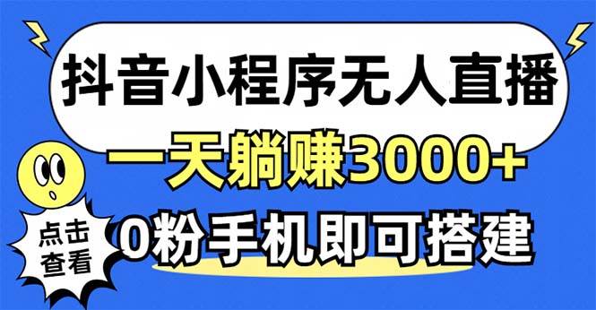（12988期）抖音小程序无人直播，一天躺赚3000+，0粉手机可搭建，不违规不限流，小…-赛德副业库