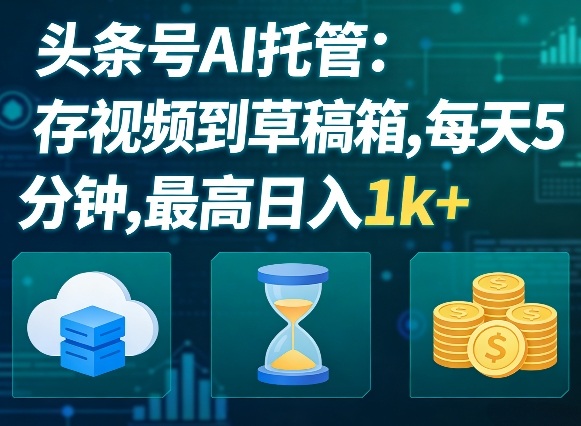 头条号AI托管,我存视频到你草稿箱,每天5分钟,最高日入1k+【揭秘】-赛德副业库