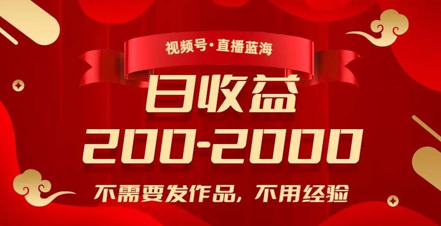视频号直播蓝海，不需要发作品，不用经验，日入200-2000+【揭秘】-赛德副业库