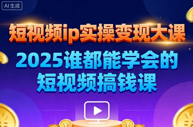 短视频ip实操变现大课，7月26-27日广州站线下课，2025谁都能学会的短视频搞钱课-赛德副业库