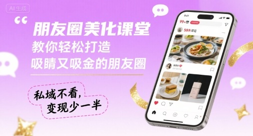朋友圈美化课堂,教你轻松打造,吸睛又吸金的朋友圈,私域不看,变现少一半-赛德副业库