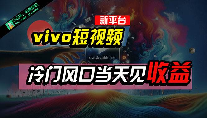 （10390期）全新平台vivo短视频，新风口AI混剪无脑搬运，冷门风口当天见收益，7天…-赛德副业库