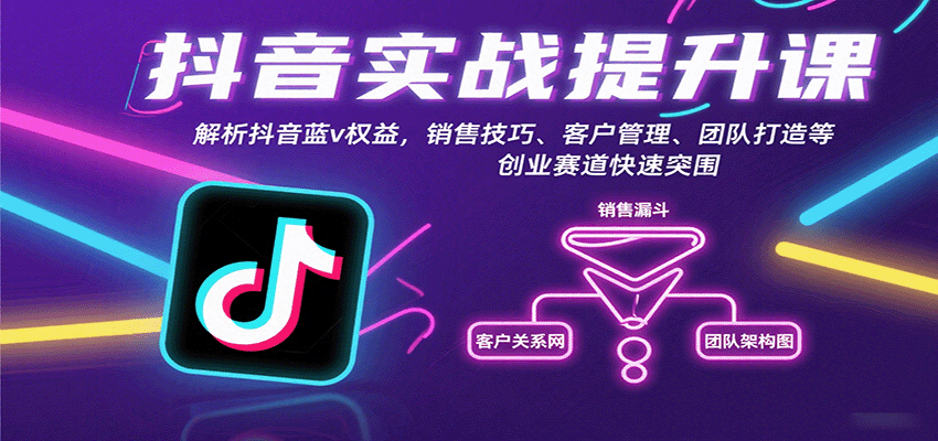 抖音实战提升课:解析抖音蓝v权益,销售技巧、客户管理、团队打造等创业赛道快速突围-赛德副业库