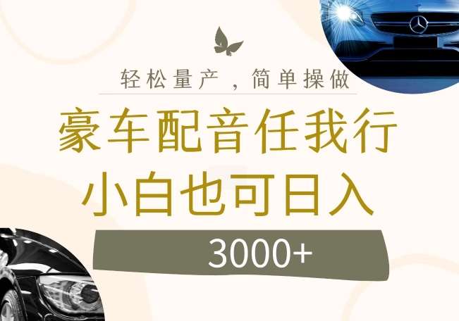 不为人知的暴力小项目,豪车配音,日入几张【揭秘】-赛德副业库