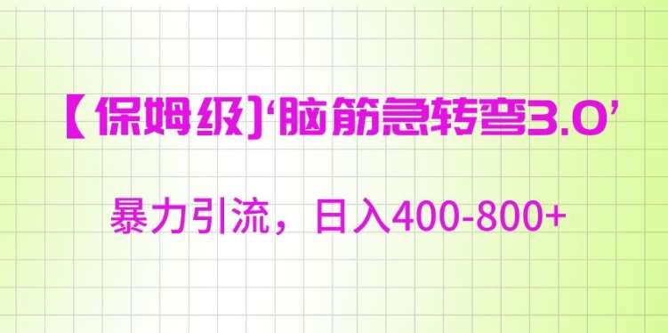 保姆级脑筋急转弯3.0,暴力引流,日入400-800+【揭秘】-赛德副业库