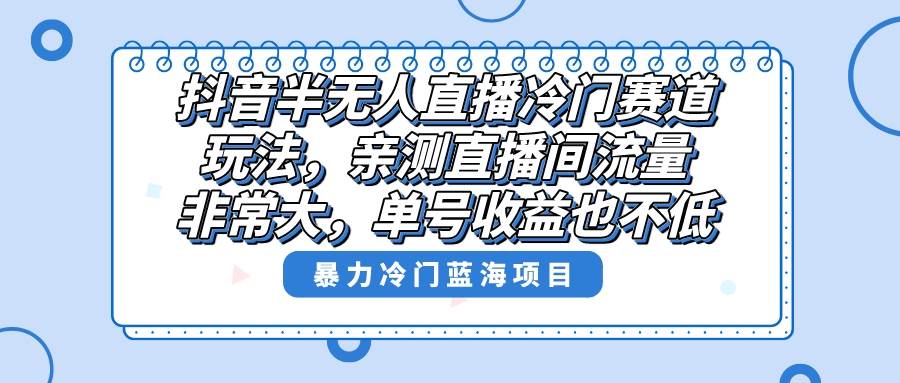 （8667期）抖音半无人直播冷门赛道玩法，直播间流量非常大，单号收益也不低！-赛德副业库