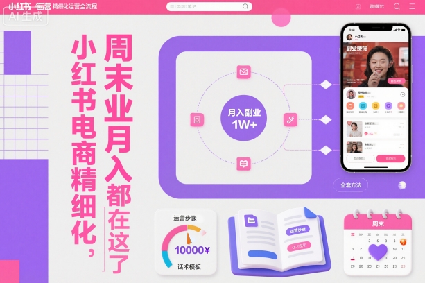 小红书电商精细化运营全流程，周末副业月入1W+，全套方法都在这了-赛德副业库