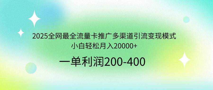 （14126期）2025全网最全流量卡推广多渠道引流变现模式，小白轻松月入20000+-赛德副业库