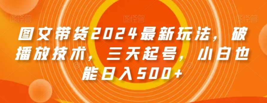 图文带货2024最新玩法，破播放技术，三天起号，小白也能日入500+【揭秘】-赛德副业库
