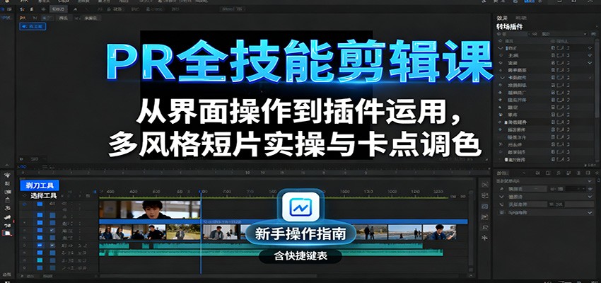 PR全技能剪辑课:从界面操作到插件运用,多风格短片实操与卡点调色-赛德副业库