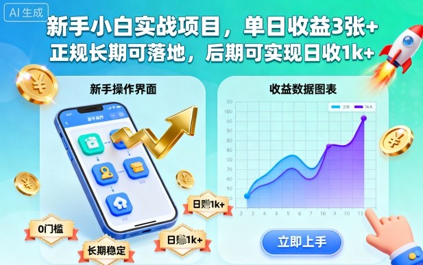 新手小白实战项目，单日收益3张+，正规长期可落地，后期可实现日收1k+【揭秘】-赛德副业库