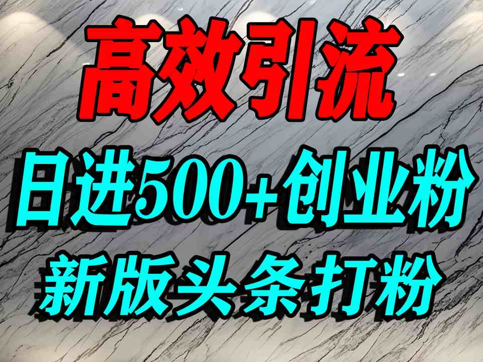 今日头条打创业粉，一篇文章就能引流几百个精准创业粉，日进500+精准流量-赛德副业库
