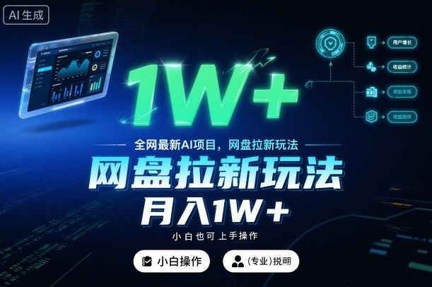 全网最新AI项目,网盘拉新玩法,小白也可上手操作,月入1W+【揭秘】-赛德副业库