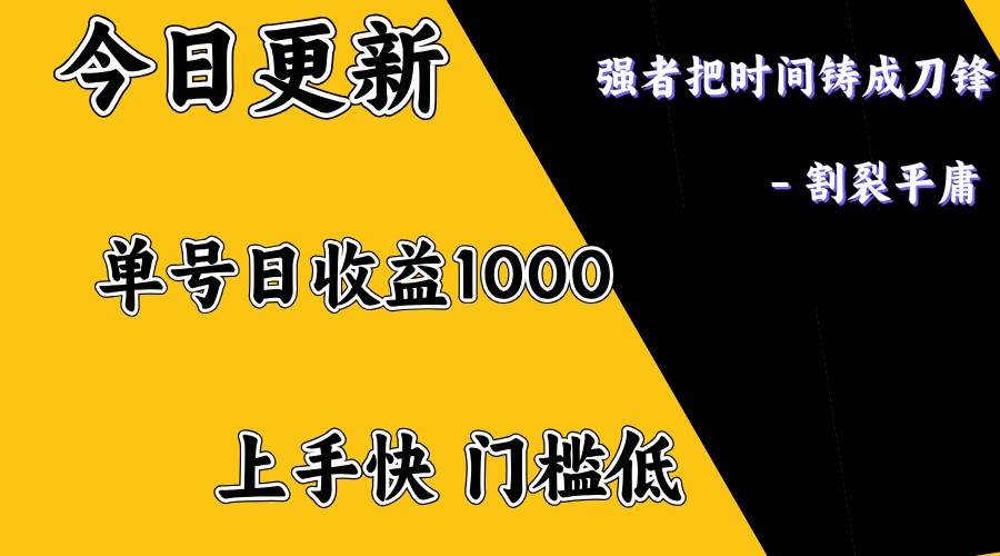 上手一天1000打底,正规项目,懒人勿扰-赛德副业库