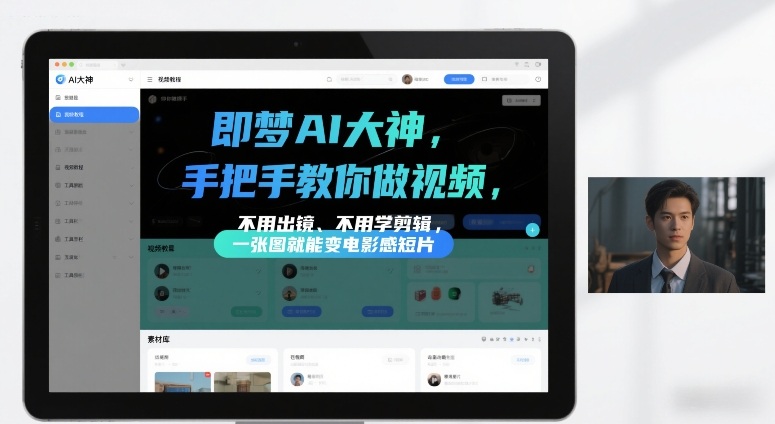 即梦AI大神手把手教你做视频，不用出镜、不用学剪辑，一张图就能变电影感短片-赛德副业库