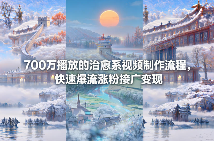 700万播放的治愈系视频制作流程,快速爆流涨粉接广变现-赛德副业库
