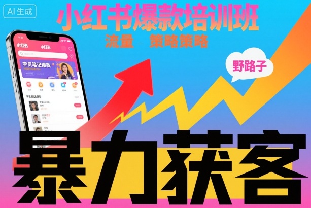 小红书爆款培训班,小红书获客野路子流量打法,暴力持续获客-赛德副业库