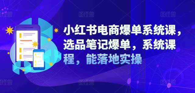 小红书电商爆单系统课，选品笔记爆单，系统课程，能落地实操-赛德副业库