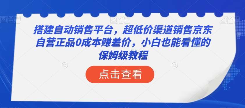 搭建自动销售平台，超低价渠道销售京东自营正品0成本赚差价，小白也能看懂的保姆级教程【揭秘】-赛德副业库